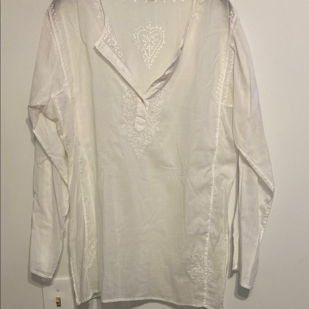 White Embroidered Tunic Top, lightweight, perfect for summer